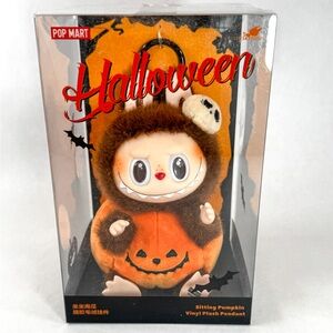 Pop Mart Labubu Sitting Pumpkin Vinyl Plush (Halloween Edition) COA included.